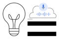 Cloud Voice Recognition and Innovation Concept with Light Bulb and Audio Waveforms Royalty Free Stock Photo