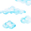 Cloud watercolor painting hand drawing on paper design