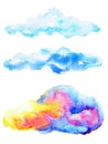 Cloud watercolor painting hand drawing on paper design illustration