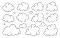 Cloud weather climate shape storage black line set