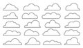 Cloud weather climate shape storage black line set
