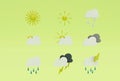 cloud weather icon set 3d illustration minimal 3d rendering