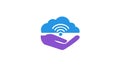 Cloud Wifi Icon on Hand Secure Wireless Network Connection Data Storage Concept Royalty Free Stock Photo