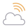 Cloud wifi thin color line vector icon