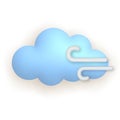 Cloud and wind. Cute weather realistic icon. 3d cartoon