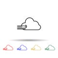 a cloud with a wind multi color style icon. Simple thin line, outline vector of web icons for ui and ux, website or mobile