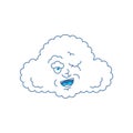 Cloud winks face. happy emoji. Vector illustration