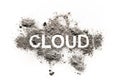 Cloud word written in ash, dust, dirt, filth