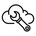 Cloud wrench icon, outline style