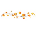 Cloudberries in milk splashes isolated on white background