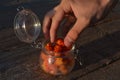 Cloudberry in a glass jar