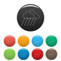 Cloudburst icons set color vector