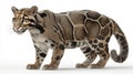 Clouded leopard standing, isolated on a clean white background Royalty Free Stock Photo