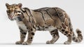 Clouded leopard standing on a white background, side view Royalty Free Stock Photo