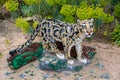 A Clouded Leopard statue made from Lego bricks