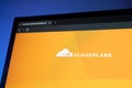 The Cloudflare logo and connectivity cloud homepage displayed on a modern computer screen. Royalty Free Stock Photo