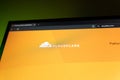 The Cloudflare logo and connectivity cloud homepage displayed on a modern computer screen. Royalty Free Stock Photo