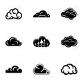Cloudiness icons set, simple style
