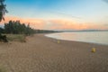 Cloudly sunrise over Baltic shore at Gorki Zachodnie in Gdansk, Poland.