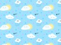 Nice pattern with cute clouds and sun Royalty Free Stock Photo