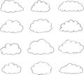 Thin Line Fluffy Cloud Vector Collection