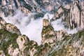 Clouds above the mountain peaks of Huangshan National park Royalty Free Stock Photo