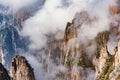 Clouds above the mountain peaks of Huangshan National park Royalty Free Stock Photo