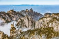 Clouds above the mountain peaks of Huangshan National park Royalty Free Stock Photo