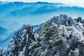 Clouds above the mountain peaks of Huangshan National park Royalty Free Stock Photo