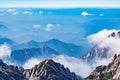 Clouds above the mountain peaks of Huangshan National park Royalty Free Stock Photo