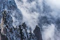 Clouds above the mountain peaks of Huangshan National park Royalty Free Stock Photo