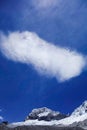 Clouds above snowy Huascaran mountains, Huaraz