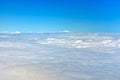 Clouds against blue sky view through an airplane window for a background Royalty Free Stock Photo