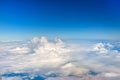 Clouds against blue sky view through an airplane window for a background Royalty Free Stock Photo