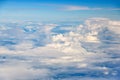 Clouds against blue sky view through an airplane window for a background Royalty Free Stock Photo