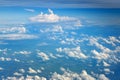 Clouds against blue sky view through an airplane window for a background Royalty Free Stock Photo