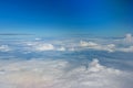 Clouds against blue sky view through an airplane window for a background Royalty Free Stock Photo