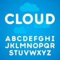 Clouds alphabet on a blu sky background