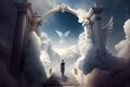 Clouds and Angels, Gates of Heaven generative ai Royalty Free Stock Photo