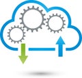 Clouds and arrows, gears, internet and apps logo