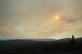 The clouds, ash and fog obscuring the sun during a wild fire Royalty Free Stock Photo