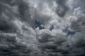 Clouds with background,sunlight through very dark clouds background of dark storm cloud Royalty Free Stock Photo