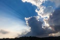 Clouds in blue sky on background sunrise and Sun rays Royalty Free Stock Photo