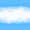 Clouds and blue sky background. Vector flat air white cloud cartoon on sky horizon Royalty Free Stock Photo