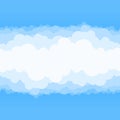 Clouds and blue sky background. Vector flat air white cloud cartoon on sky horizon Royalty Free Stock Photo