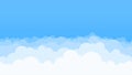 Clouds and blue sky background. Vector flat air white cloud cartoon on sky horizon Royalty Free Stock Photo