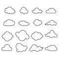 clouds. Blue sky with different cloud shapes. Cute summer cloudscape, cloudy landscape, simplicity nature aerial panorama vector Royalty Free Stock Photo