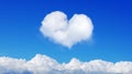 clouds on blue sky with heart shaped cloud. horizontal frame Royalty Free Stock Photo
