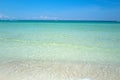 Clouds with blue sky over calm sea beach in tropical beach. Banner or wallpaper for blue sea design, Ocean texture or Royalty Free Stock Photo