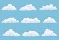 Clouds on blue sky set. Storage solution, database, networking, meteorology element cartoon vector illustration